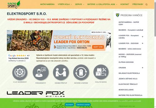 Zobrazit webové stránky Elektrokola Ivančice - Elektrosport s.r.o.