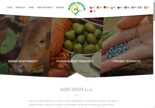 Webové stránky AGRO-VENTA s.r.o., Sušice