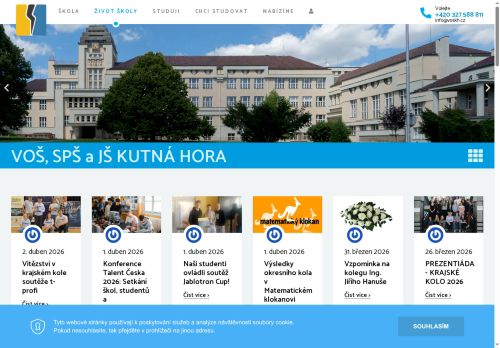 Webové stránky Vyšší odborná škola, Střední průmyslová škola a Jazyková škola s právem státní jazykové zkoušky, Kutná Hora, Masarykova 197, Kutná Hora