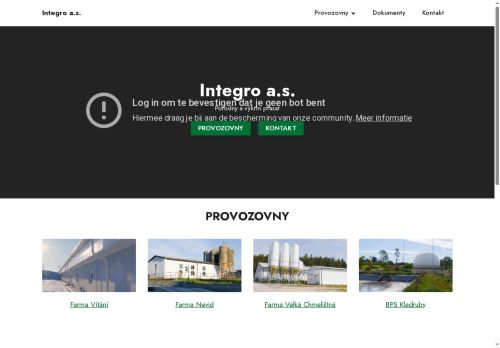 Webové stránky I N T E G R O  a. s., Kladruby