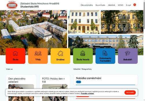 Webové stránky Základní škola Mnichovo Hradiště Studentská 895, Mnichovo Hradiště