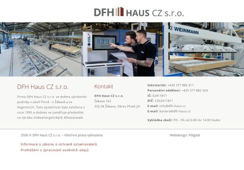 Webové stránky DFH Haus CZ s.r.o., Vejprnice