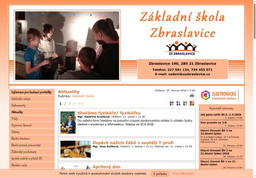 Webové stránky Základní škola Zbraslavice, okres Kutná Hora, Zbraslavice