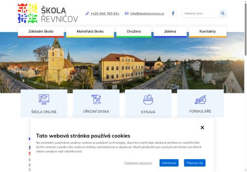 Webové stránky Základní škola a mateřská škola Řevničov, příspěvková organizace, Řevničov