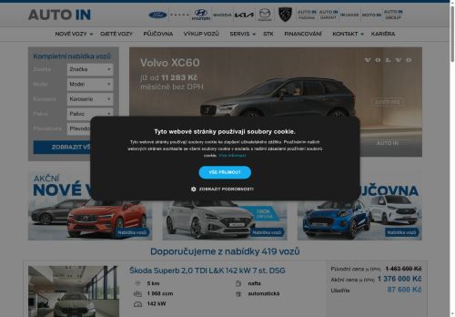 AUTO IN s.r.o. nabízí práci na pozici Prodejce / prodejkyně nových a ojetých vozů v obci Benešov