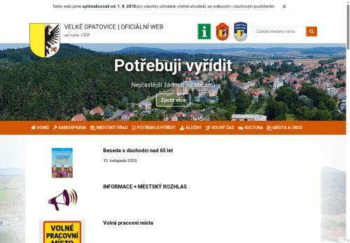 Město Velké Opatovice nabízí práci na pozici Strážník/ce Městské policie v obci Velké Opatovice