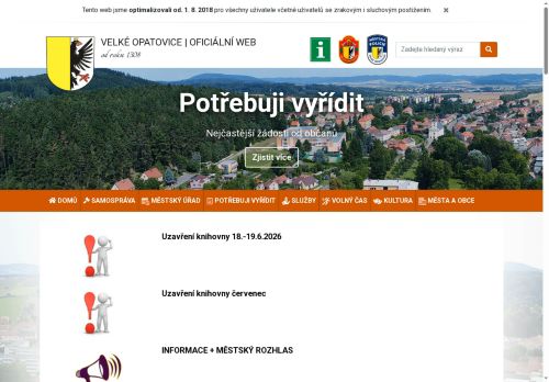 Webové stránky Město Velké Opatovice, Velké Opatovice