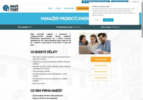 Webové stránky NOVÝ START, personální agentura s.r.o., Třebíč