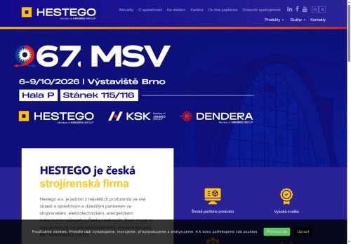 Webové stránky HESTEGO a.s., Vyškov
