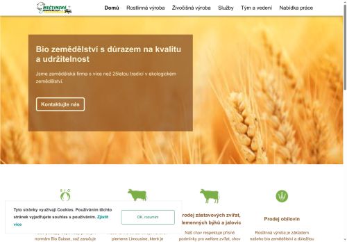 Webové stránky Nečtinská zemědělská a.s., Nečtiny