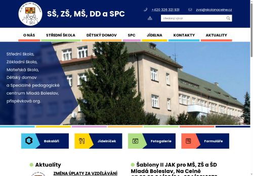 Webové stránky Střední škola, Základní škola, Mateřská škola, Dětský domov a Speciálně pedagogické centrum Mladá Boleslav, příspěvková organizace, Mladá Boleslav
