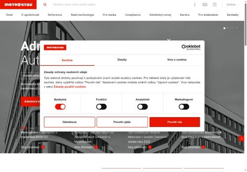 Webové stránky Metrostav DIZ a.s., Brno