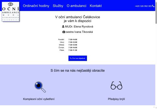 Zobrazit webové stránky Oční ambulance - MUDr. Eva Ryvolová