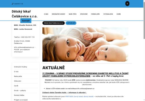 Zobrazit webové stránky Praktický lékař pro děti a dorost - MUDr. Klaudie Kvašová, DiS. , MUDr. Lenka Kavanová