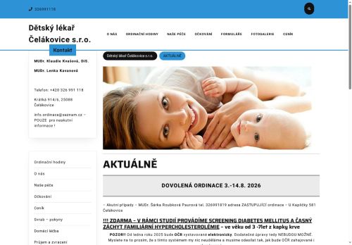 Zobrazit webové stránky Praktický lékař pro děti a dorost - MUDr. Klaudie Kvašová, DiS. , MUDr. Lenka Kavanová