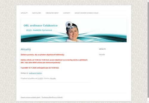 Zobrazit webové stránky ORL - MUDr. Naděžda Špičanová