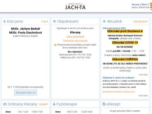 Praktický lékař pro dospělé JACH+TA - MUDr. Jáchym Bednář, MUDr. Taťána Mahdíková, MUDr. Kristina Skulínková