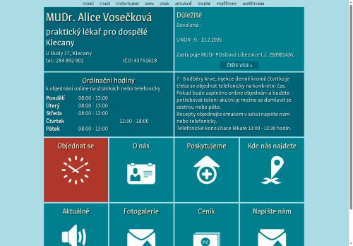 Zobrazit webové stránky Praktický lékař pro dospělé - MUDr. Alice Vosečková