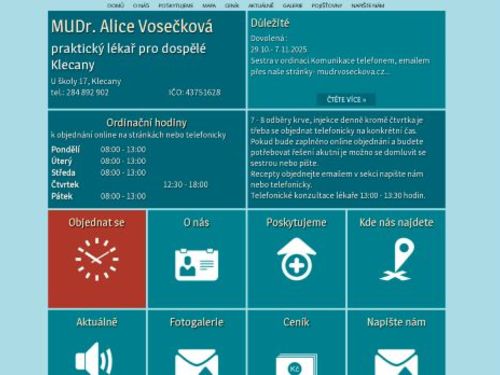 Praktický lékař pro dospělé - MUDr. Alice Vosečková