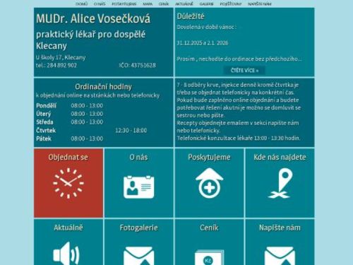 Praktický lékař pro dospělé - MUDr. Alice Vosečková