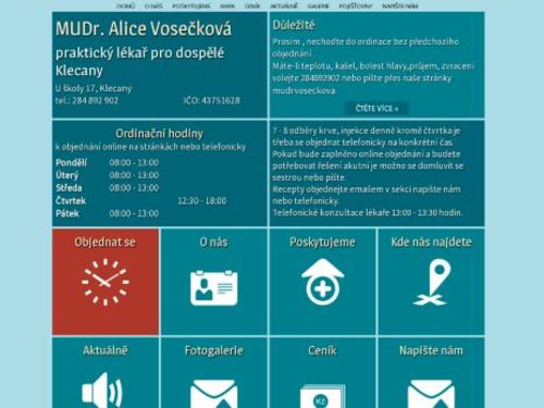 Praktický lékař pro dospělé - MUDr. Alice Vosečková
