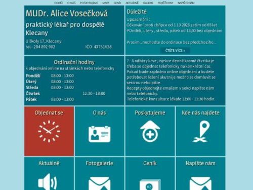 Praktický lékař pro dospělé - MUDr. Alice Vosečková