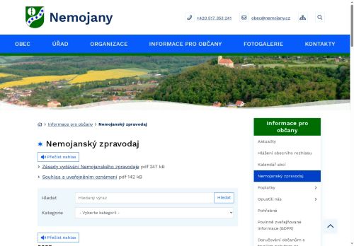 Zobrazit webové stránky Nemojanský zpravodaj