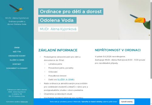 Zobrazit webové stránky Praktický lékař pro děti a dorost - MUDr. Alena Kyjonková