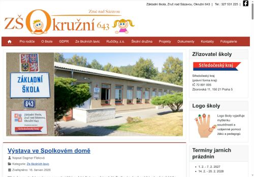 Webové stránky Základní škola, Zruč nad Sázavou, Okružní 643, Zruč nad Sázavou