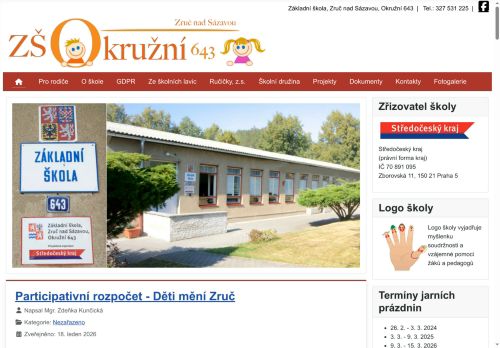 Webové stránky Základní škola, Zruč nad Sázavou, Okružní 643, Uhlířské Janovice