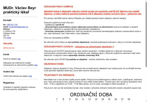 Zobrazit webové stránky Praktický lékař pro dospělé - MUDr. Václav Beyr
