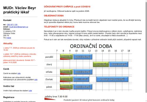 Zobrazit webové stránky Praktický lékař pro dospělé - MUDr. Václav Beyr