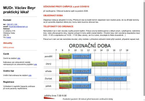 Zobrazit webové stránky Praktický lékař pro dospělé - MUDr. Václav Beyr