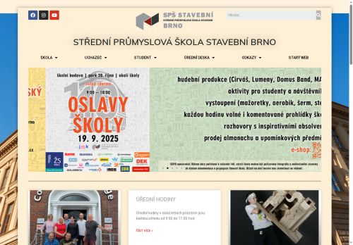 Webové stránky Střední průmyslová škola stavební Brno, příspěvková organizace, Brno