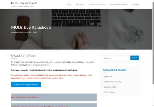 Zobrazit webové stránky Praktický lékař pro dospělé - MUDr. Eva Karásková