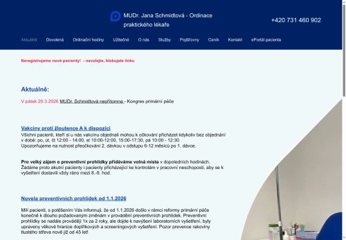 Zobrazit webové stránky Praktický lékař pro dospělé - MUDr. Jana Schmidtová