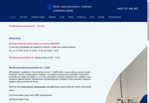 Zobrazit webové stránky Praktický lékař pro dospělé - MUDr. Jana Schmidtová