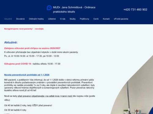Praktický lékař pro dospělé - MUDr. Jana Schmidtová