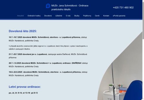 Zobrazit webové stránky Praktický lékař pro dospělé - MUDr. Jana Schmidtová