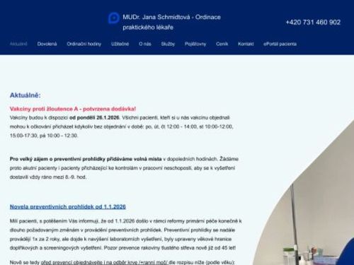 Praktický lékař pro dospělé - MUDr. Jana Schmidtová