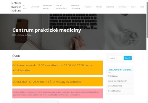 Zobrazit webové stránky Praktický lékař pro dospělé - Centrum praktické medicíny - MUDr. Michaela Maříková, MUDr. Tomáš Pšenička