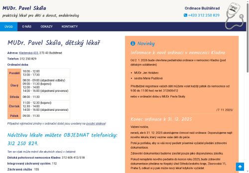 Zobrazit webové stránky Praktický lékař pro děti a dorost a dětská endokrinologie - MUDr. Pavel Skála