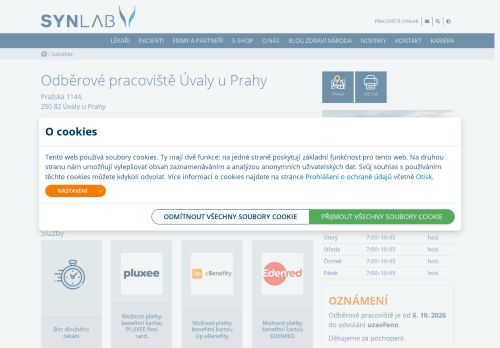 Zobrazit webové stránky SYNLAB - odběrové pracoviště Úvaly