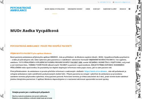 Zobrazit webové stránky Psychiatrická ambulance - MUDr. Radka Vycpálková