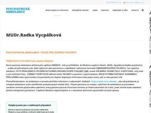 Psychiatrická ambulance - MUDr. Radka Vycpálková