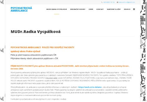 Zobrazit webové stránky Psychiatrická ambulance - MUDr. Radka Vycpálková