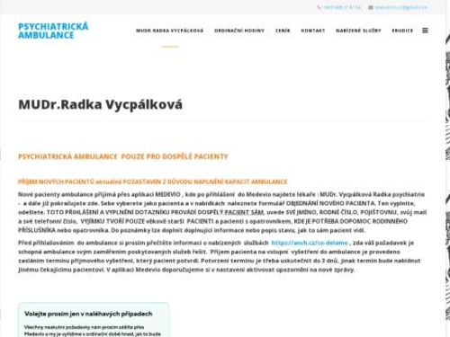 Psychiatrická ambulance - MUDr. Radka Vycpálková