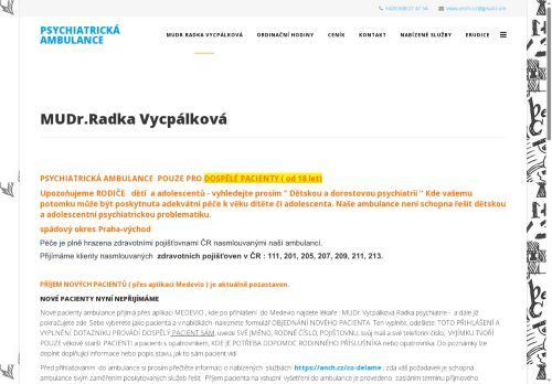 Zobrazit webové stránky Psychiatrická ambulance - MUDr. Radka Vycpálková