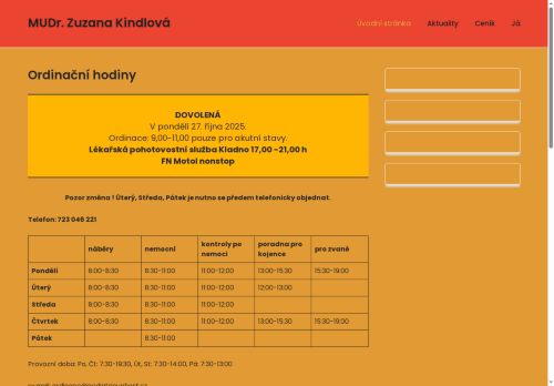 Zobrazit webové stránky Praktický lékař pro děti a dorost - MUDr. Zuzana Kindlová