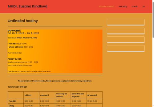 Zobrazit webové stránky Praktický lékař pro děti a dorost - MUDr. Zuzana Kindlová